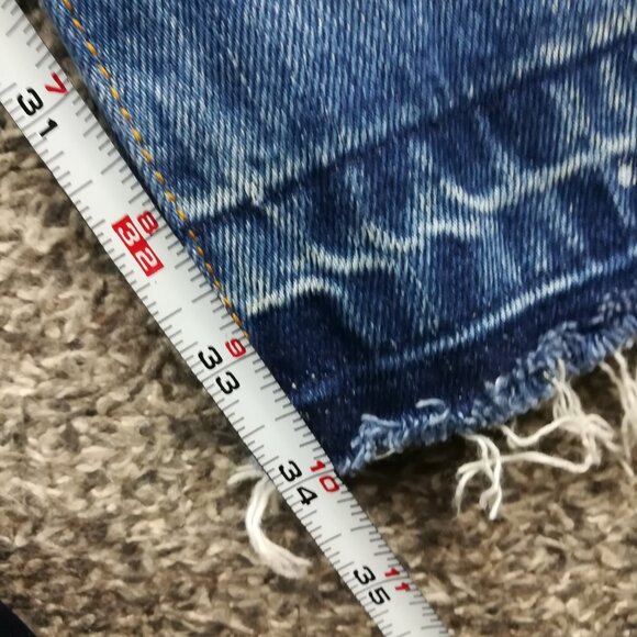 MNML Jeans B118 Work Flare Denim Blue Patchwork Pants Mens 34x34 - Picture 8 of 9